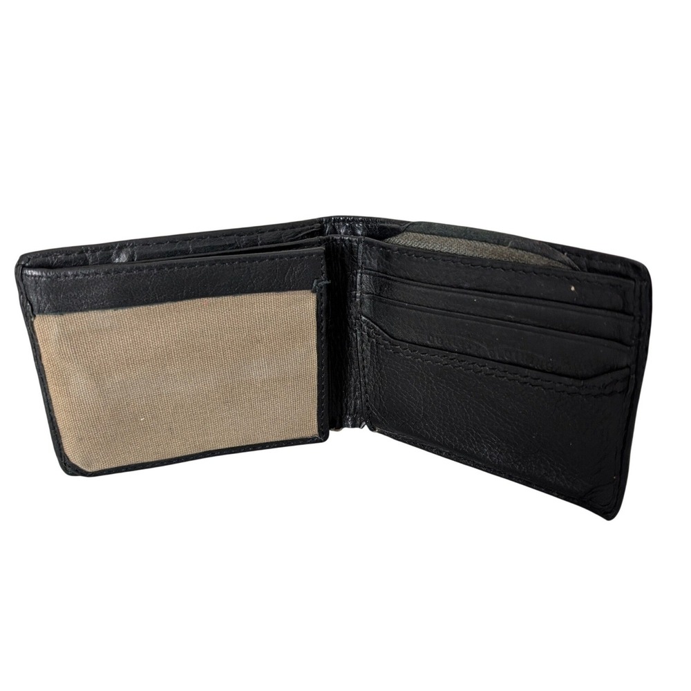 Levis Black Leather Slim Bifold Mens Wallet Card Holder Minimal Heritage Soft